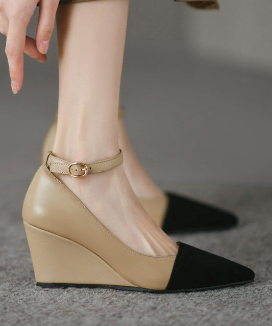 New Wedge Pointed Toe High Heels Buckle Strap