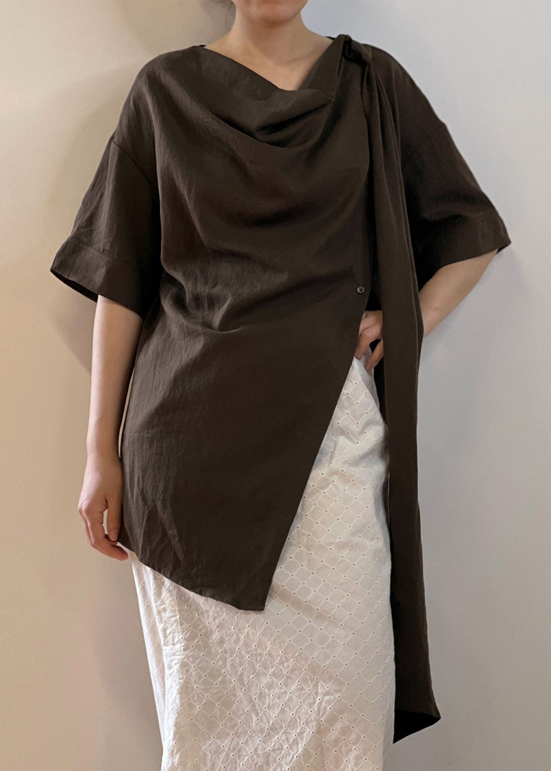 New White Asymmetrical Design Cotton Shirts Summer