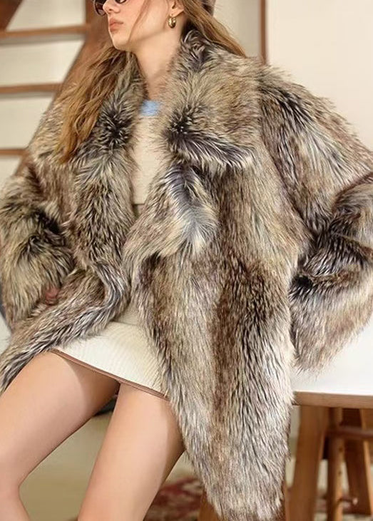 Winter Peter Pan Collar Leather and Fur Coat