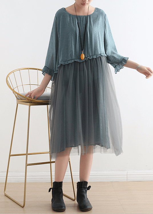 Orange Flower Tull Maxi Dresses Patchwork Chiffon Summer Dresses