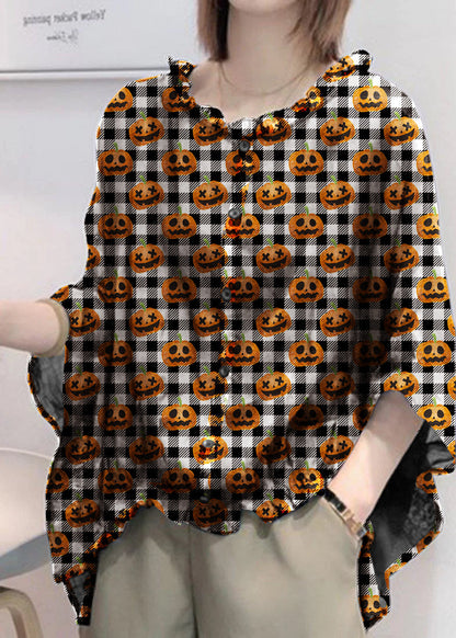 Art Yellow Tops Ruffles Trim Half Sleeve Shirts Blouse