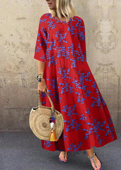 Summer Orange Geometry Print Short Sleeve Dress