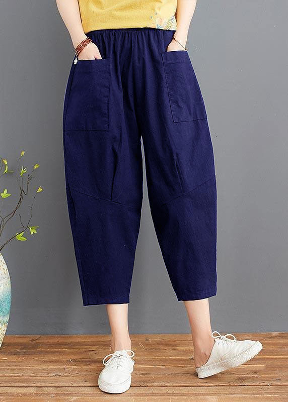 Fine Red Elastic Waist Jeans Harem Pants Summer Cotton