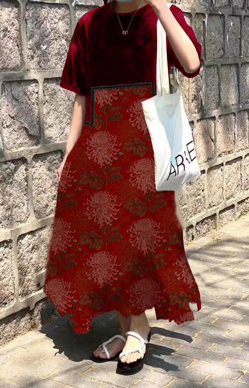 O-neck Asymmetrical Plaid Mosaic Dress