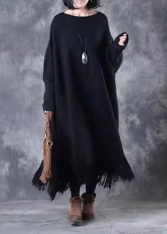 Fall Tassel Sweater Weather Chocolate Fuzzy Sweater Dress