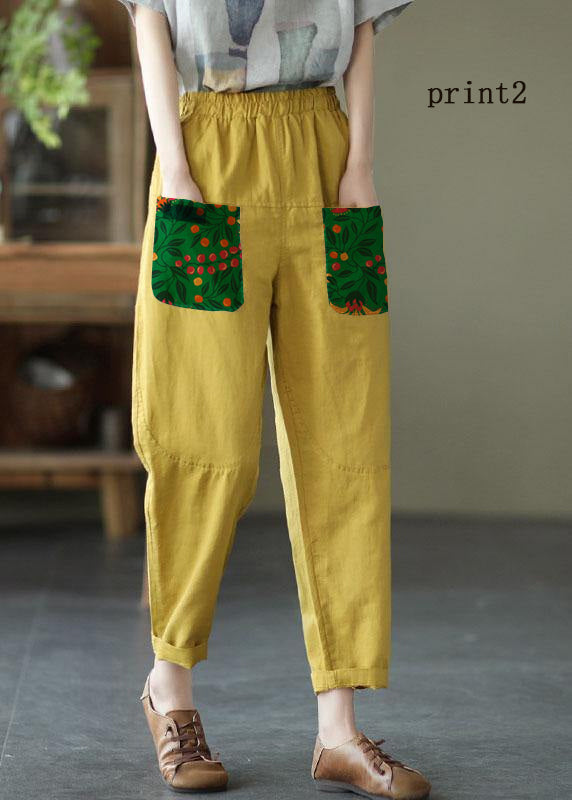 Loose Yellow Loose Summer Pockets Pants