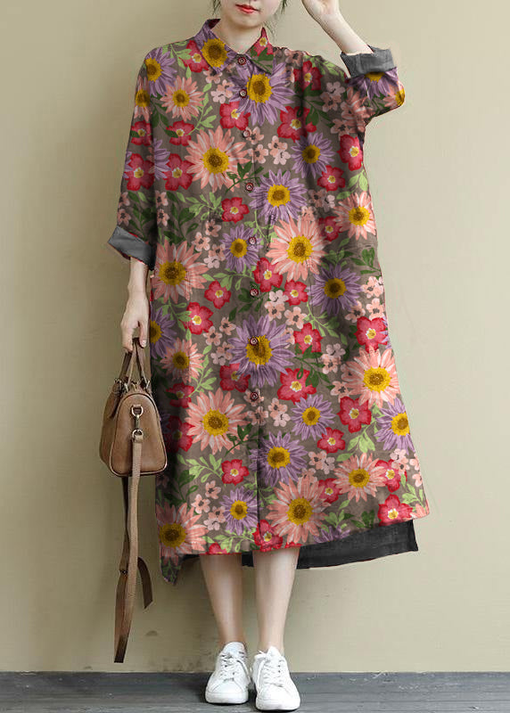 Black Bamboo Linen Shirt Dress Oversize Spring Maxi Dresses