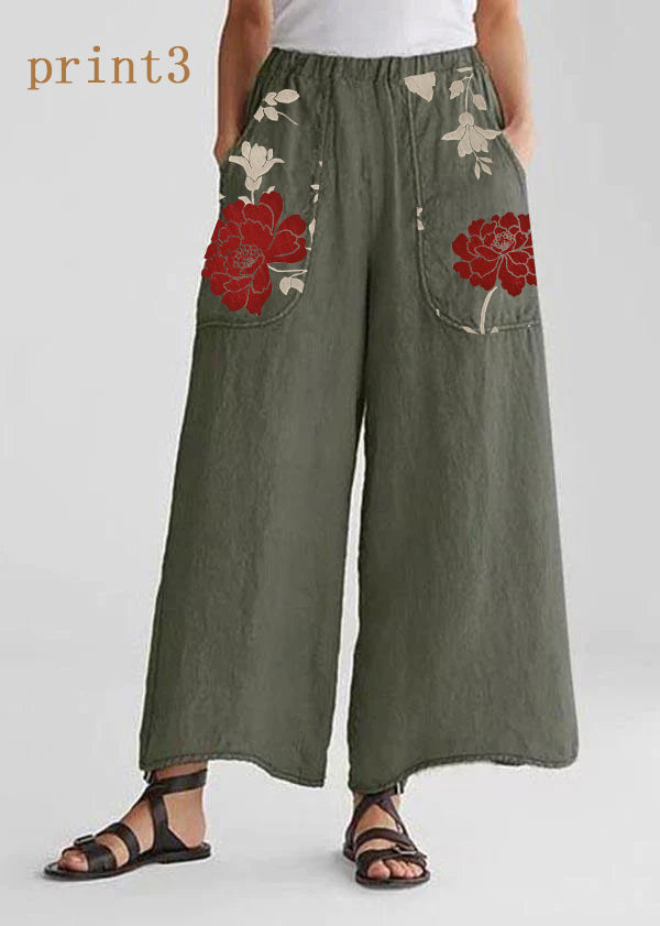 Cotton Linen Loose Wide Leg Pants Tea Green-print2