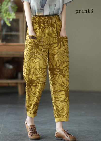 Loose Yellow Loose Summer Pockets Pants