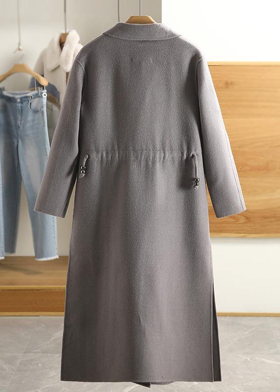 Army Green Wool Overcoat Notched Pockets Winter Coat