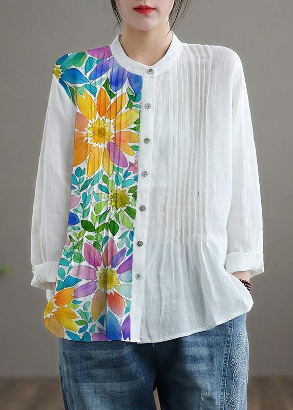 Organic White-bird Linen Shirt Tunics Ramie Blouse