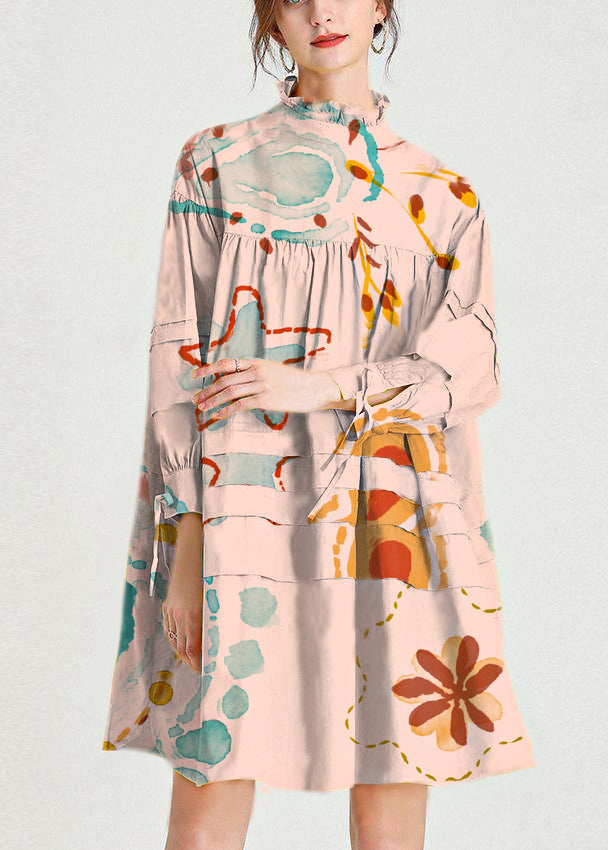 Grey Flowers Stand Cotton Bow Spring Maxi Dresses