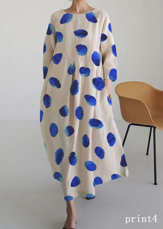 Flower Print6 Cotton Dresses Pockets Patchwork Spring