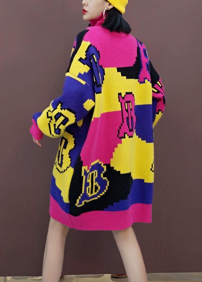 Christmas Yellow Letter Sweater Dress O Neck Baggy Hipster Knit Dresses