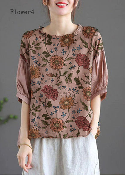 Modern Crane Pattern Regular Embroideried Summer Half Sleeve