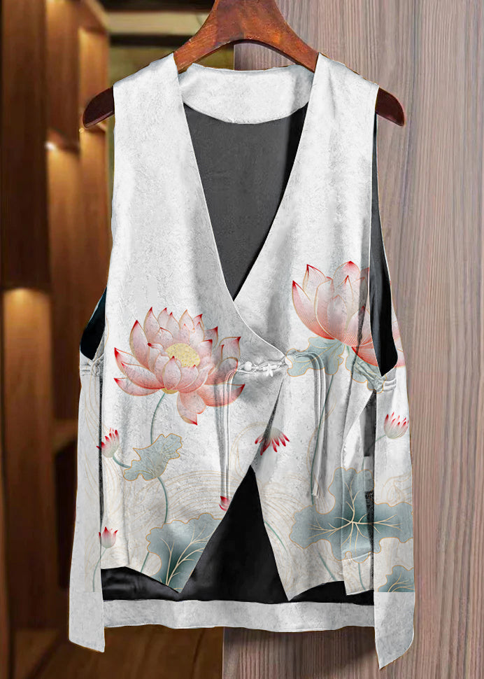 Loose Yellow Font Asymmetrical Button Silk Waistcoat Sleeveless
