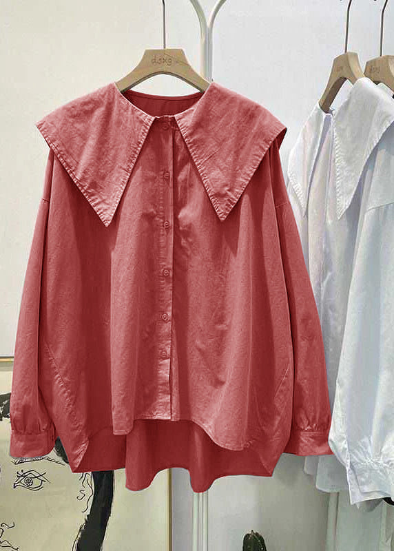 Bohemian Print1 Peter Pan Collar Button asymmetrical design Fall Long sleeve Top