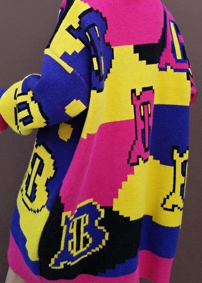 Christmas Yellow Letter Sweater Dress O Neck Baggy Hipster Knit Dresses