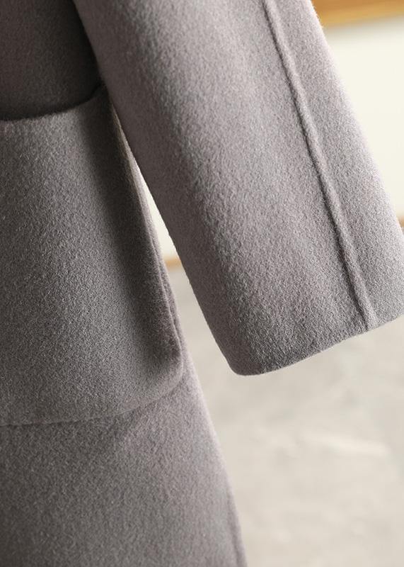 Army Green Wool Overcoat Notched Pockets Winter Coat