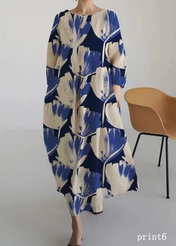 Flower Print6 Cotton Dresses Pockets Patchwork Spring