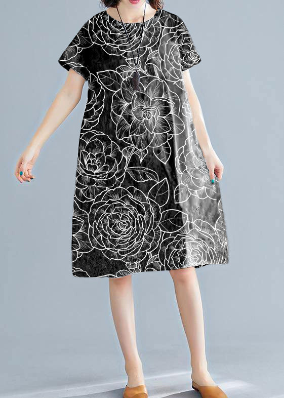 Classy Red Geometry Linen Wardrobes O Neck Short Sleeve Shift Summer Dress