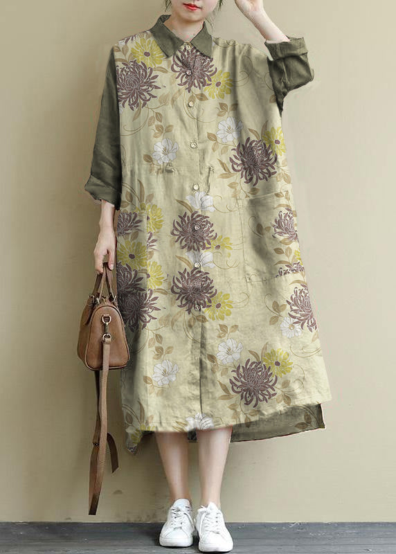 Black Bamboo Linen Shirt Dress Oversize Spring Maxi Dresses