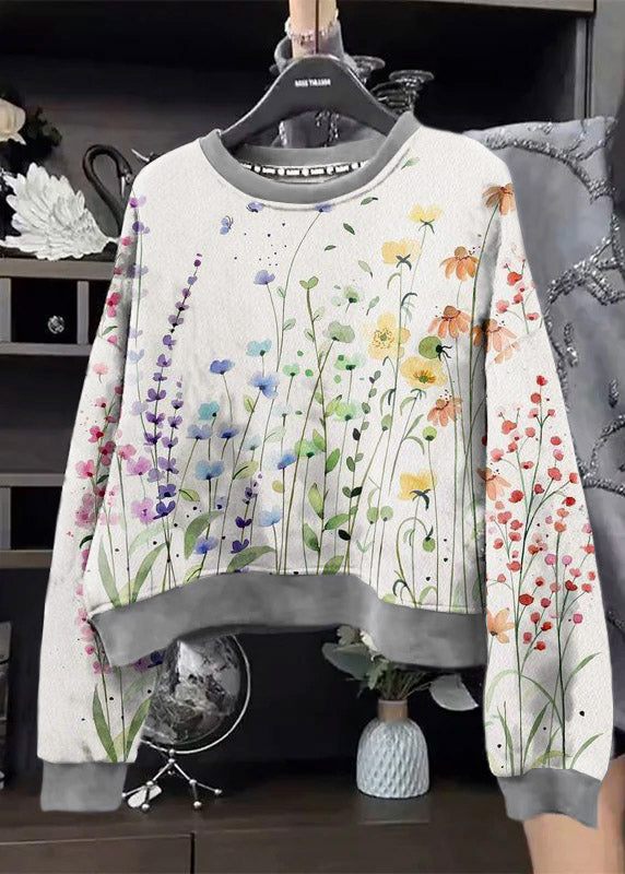 White Text O-neck Sequins Sweatshirt Spring
