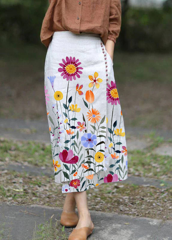 Boutique White Asymmetrical Design Elastic Waist a Line Skirts Spring