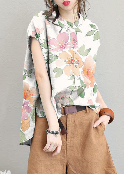 Unique O Neck Linen Tops Blouses Low High Design Clothing Gray Green Shirt