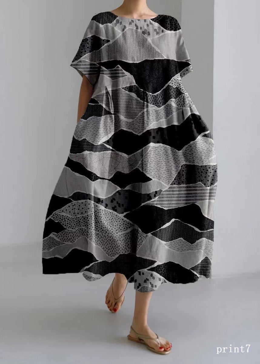 Flower Print14 Cotton Dresses Pockets Patchwork Spring