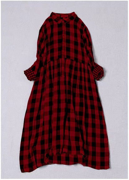 Blue White Plaid Peterpan Collar Pockets Button Fall Patchwork Dresses