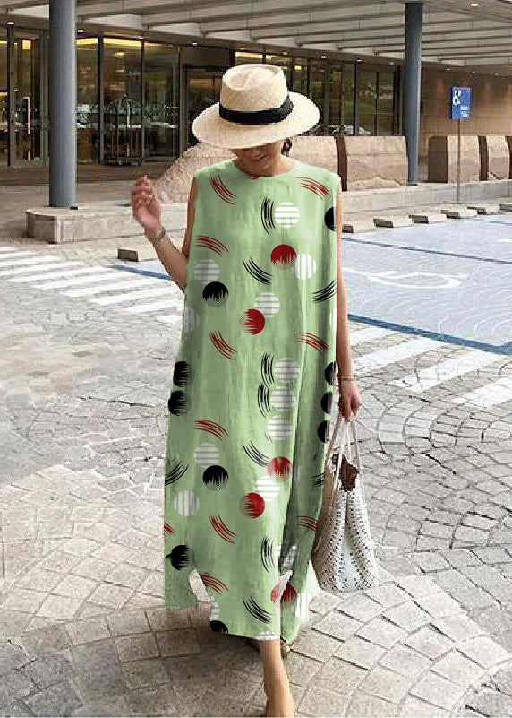 O Neck Side Open Linen Cotton Clothes Fabrics White Flowers Dress