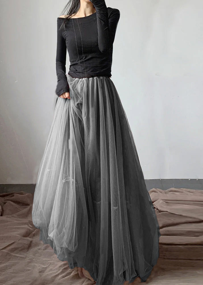 French Pink Asymmetrical Wrinkled Tulle Skirt Winter