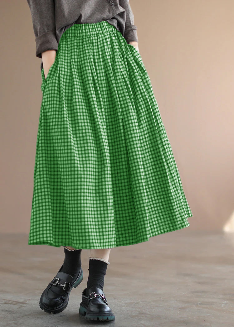 Handmade Purple Plaid Circle a Line Spring Skirts