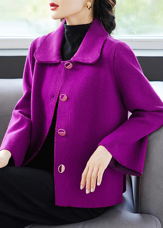 Classy Yellow Peter Pan Collar Pockets Woolen Coat Fall