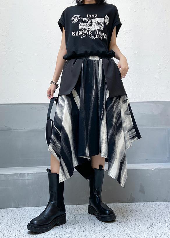 A-line Skirt Autumn and Winter Large High Waist Irregular Black Tie Dye Skirt