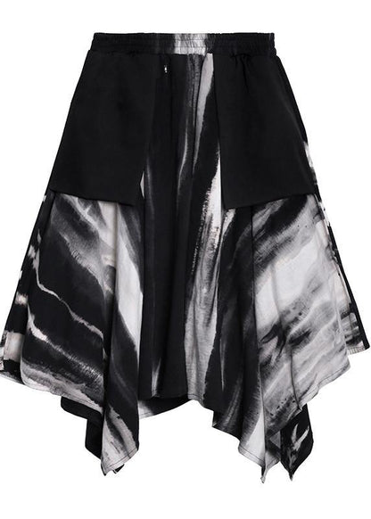 A-line Skirt Autumn and Winter Large High Waist Irregular Black Tie Dye Skirt