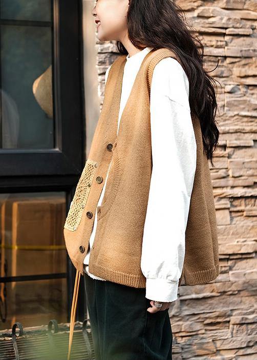Aesthetic Green V Neck Button Down Sweaters