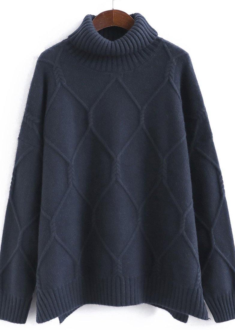 Aesthetic Black Knitted Top High Neck Oversized Spring Sweaters