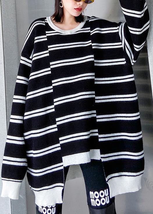 Aesthetic Asymmetric Patchwork Black Knitwear Clothing Spring Knitted Pullover
