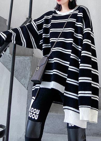 Aesthetic Asymmetric Patchwork Black Knitwear Clothing Spring Knitted Pullover