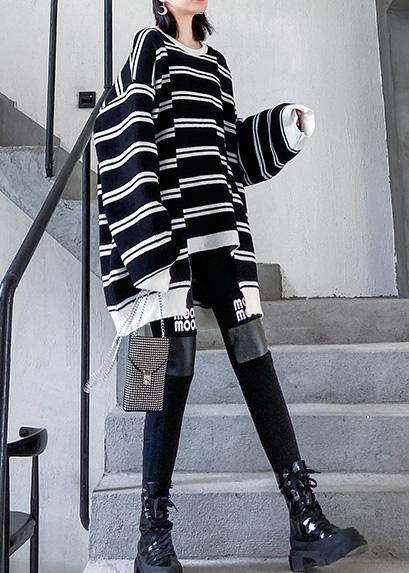 Aesthetic Asymmetric Patchwork Black Knitwear Clothing Spring Knitted Pullover