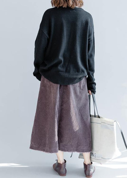 Aesthetic Black Weaters O Neck Button Down Clothes