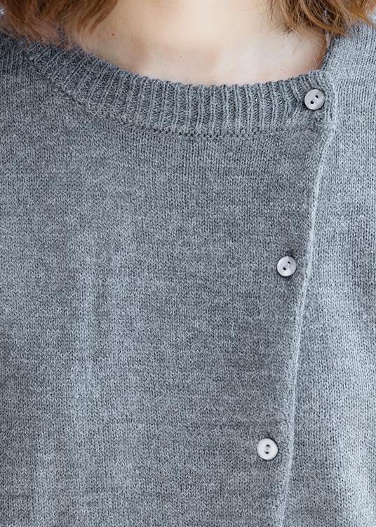 Aesthetic Black Weaters O Neck Button Down Clothes