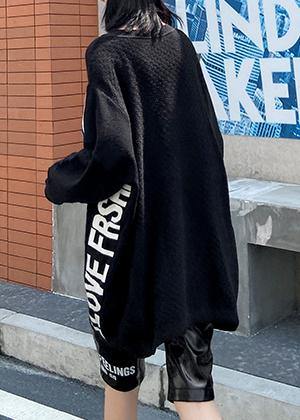 Aesthetic Fall Black Letter Sweaters O Neck Knitted T Shirt