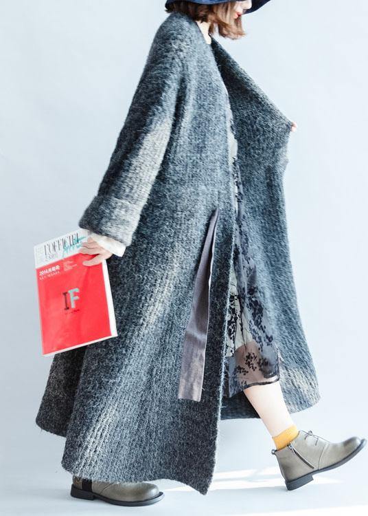 Aesthetic Fall Knitwear Dark Gray Tie Waist