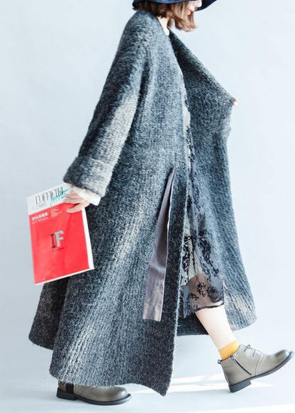 Aesthetic Fall Knitwear Dark Gray Tie Waist