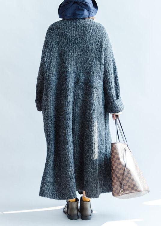 Aesthetic Fall Knitwear Dark Gray Tie Waist