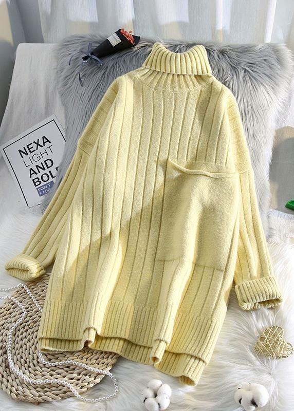 Aesthetic High Neck Beige Knit Sweat Tops Spring Low High Designknit Blouse