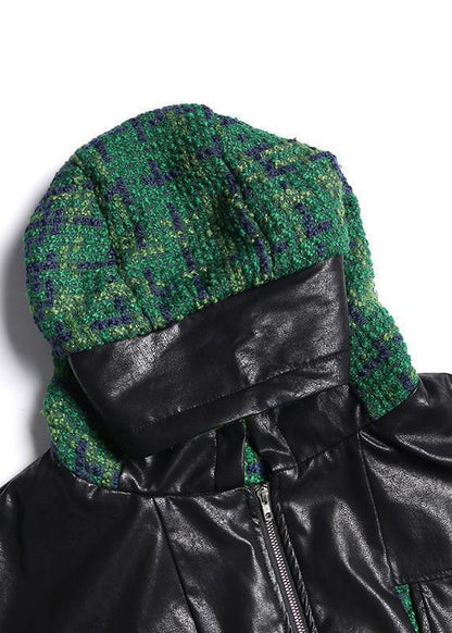 Aesthetic Knitted Coat Green Hooded Zippered Coats